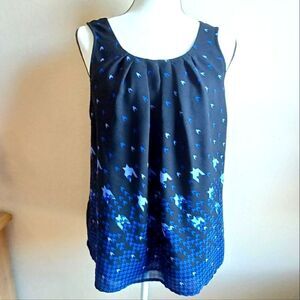 Elle Sleeveless blouse knit back Pleaded front